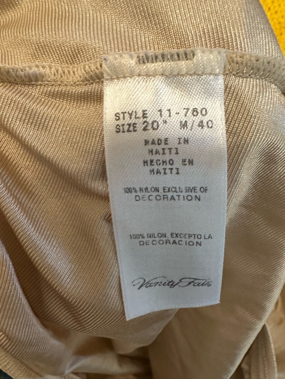 True Vintage Vanity Fair Beige 20” Half Slip with Lace Trim Size Medium - Picture 2 of 6
